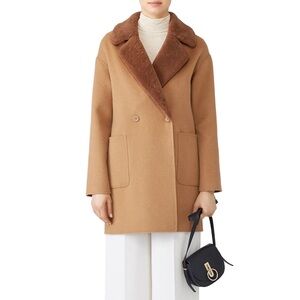 Trina Turk Shearling Collar Coat